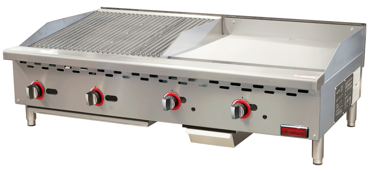 48″ Countertop Gas Combination Charbroiler and Griddle Combo- 130,000 BTU