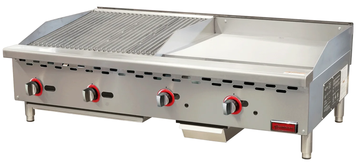 48″ Countertop Gas Combination Charbroiler and Griddle Combo- 130,000 BTU