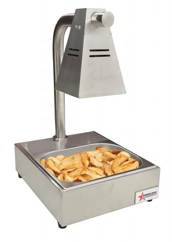 Commercial Fry Dump Holding Station Portable Electric Food Warmer One Infrared Bulb Freestanding with Tray – 275W, 110V