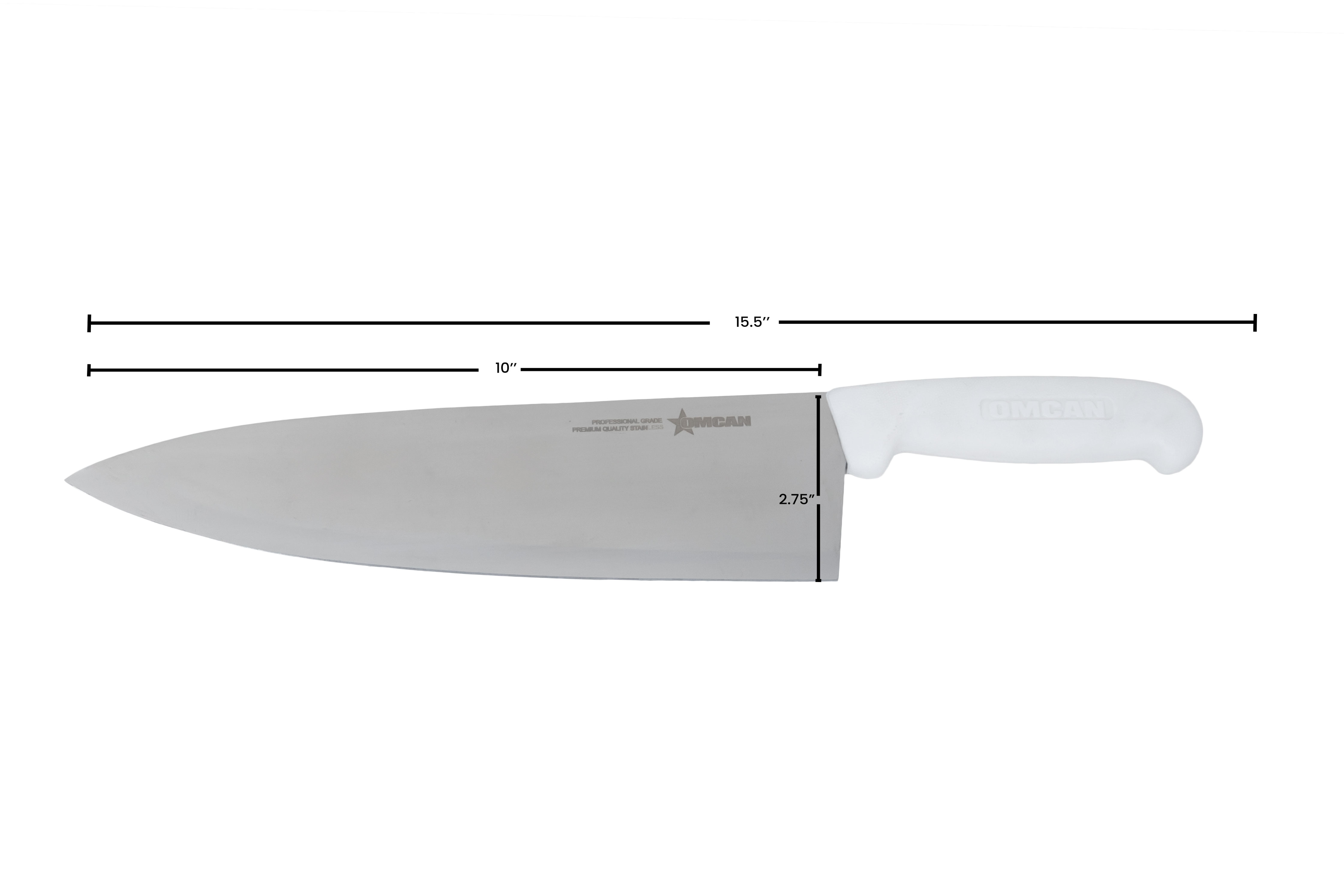10" Medium Cook Knife with White Polypropylene Handle