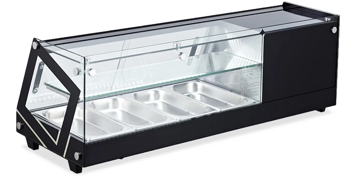 45″ Refrigerated Sushi Showcase with Flat Glass, 1.55 cu.ft. (44 L), Black