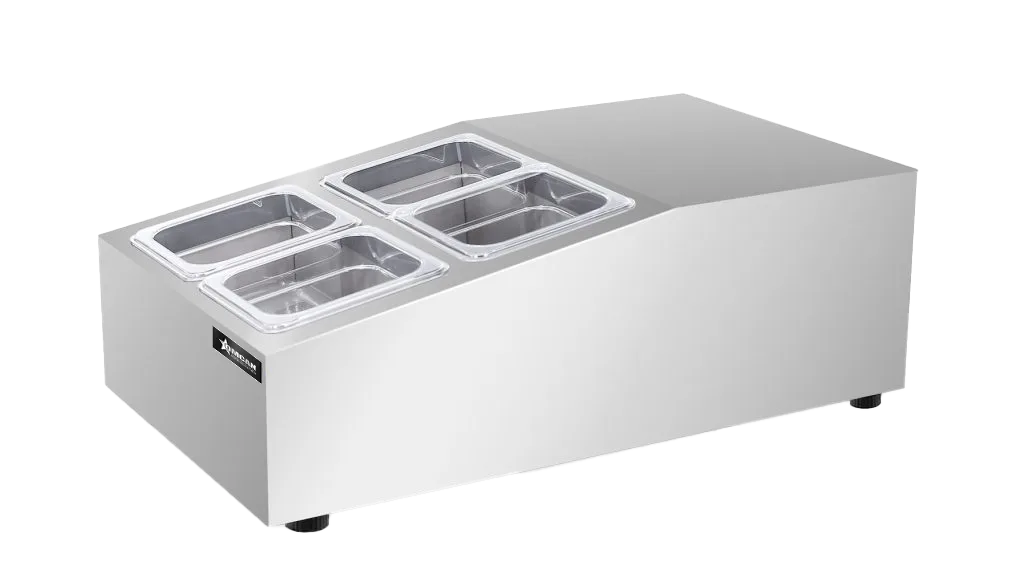 15″ Countertop Refrigerated Prep Rail with 4 x GN 1/6 Pans Capacity