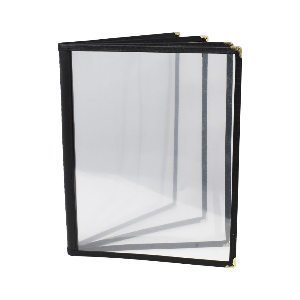 9 1/2″ x 11 3/4″ Black Four-Page Menu Holder