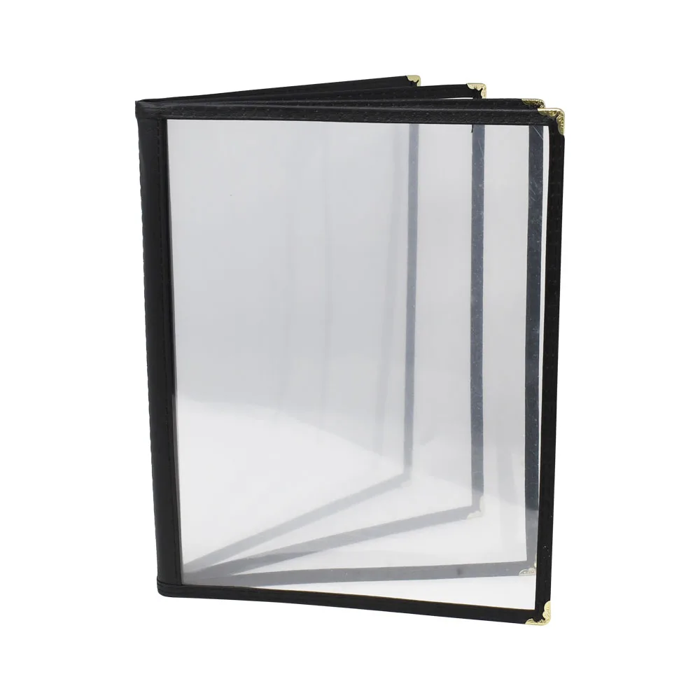 9 1/2″ x 11 3/4″ Black Four-Page Menu Holder