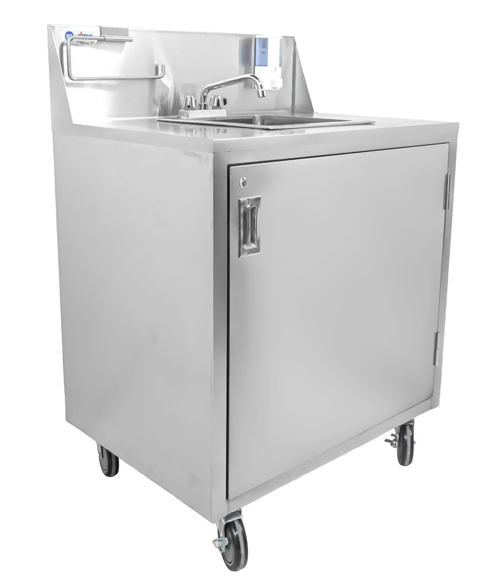 Portable Hand Sink with Backsplash and Water Heater Tank and Pump