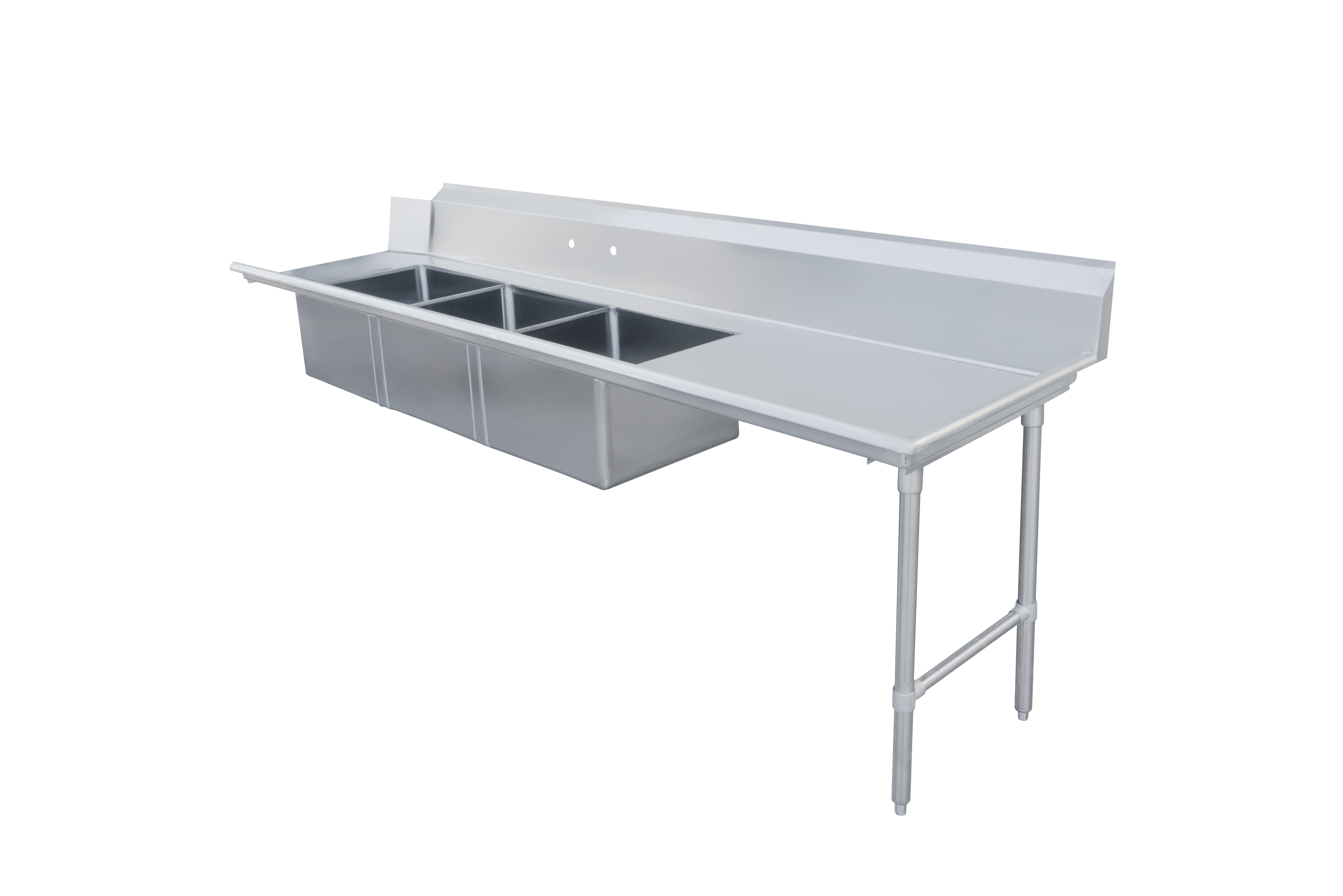 120" Right Side Soiled Dish Table with Three Sinks
