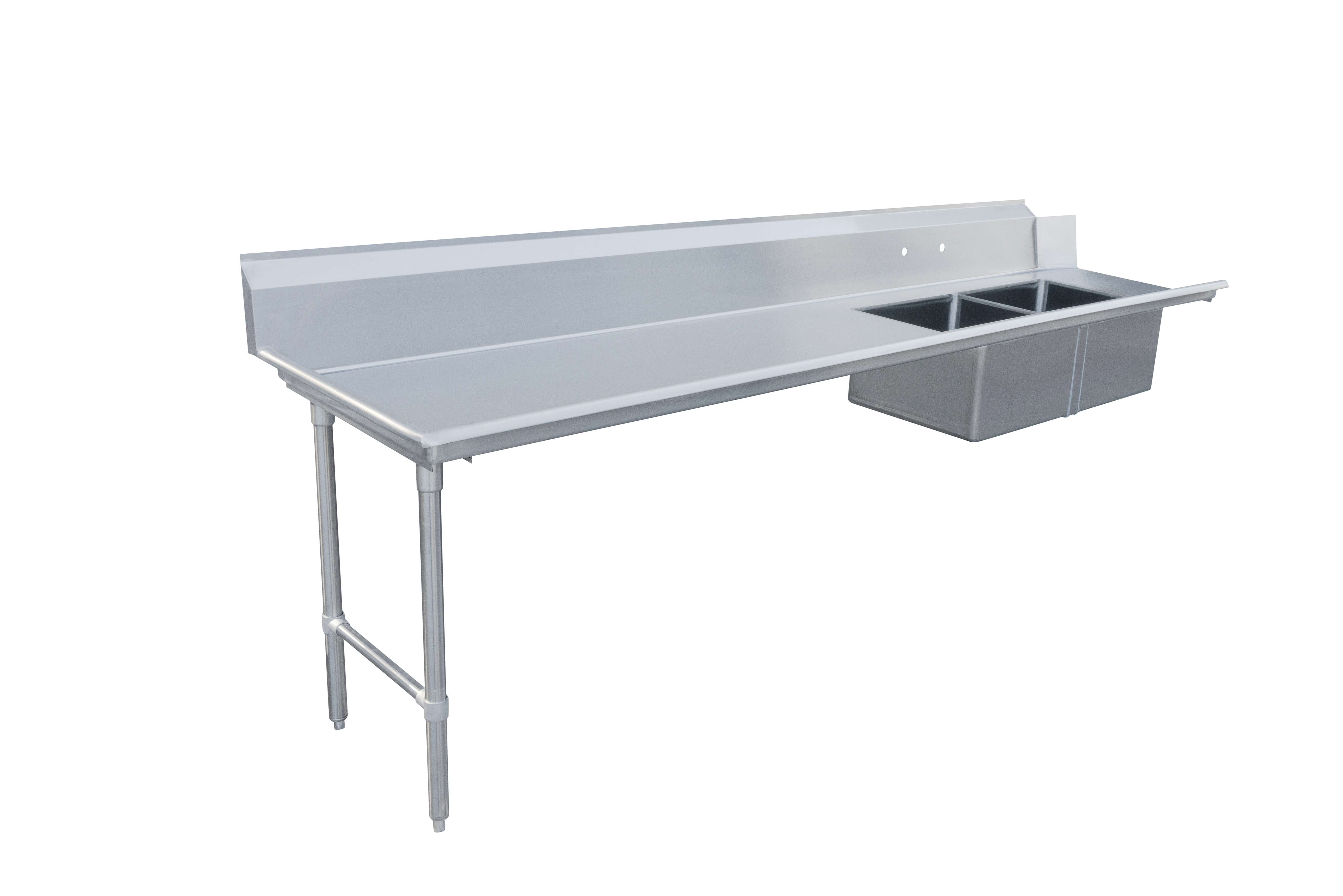 120" Left Side Soiled Dish Table with Two Sinks