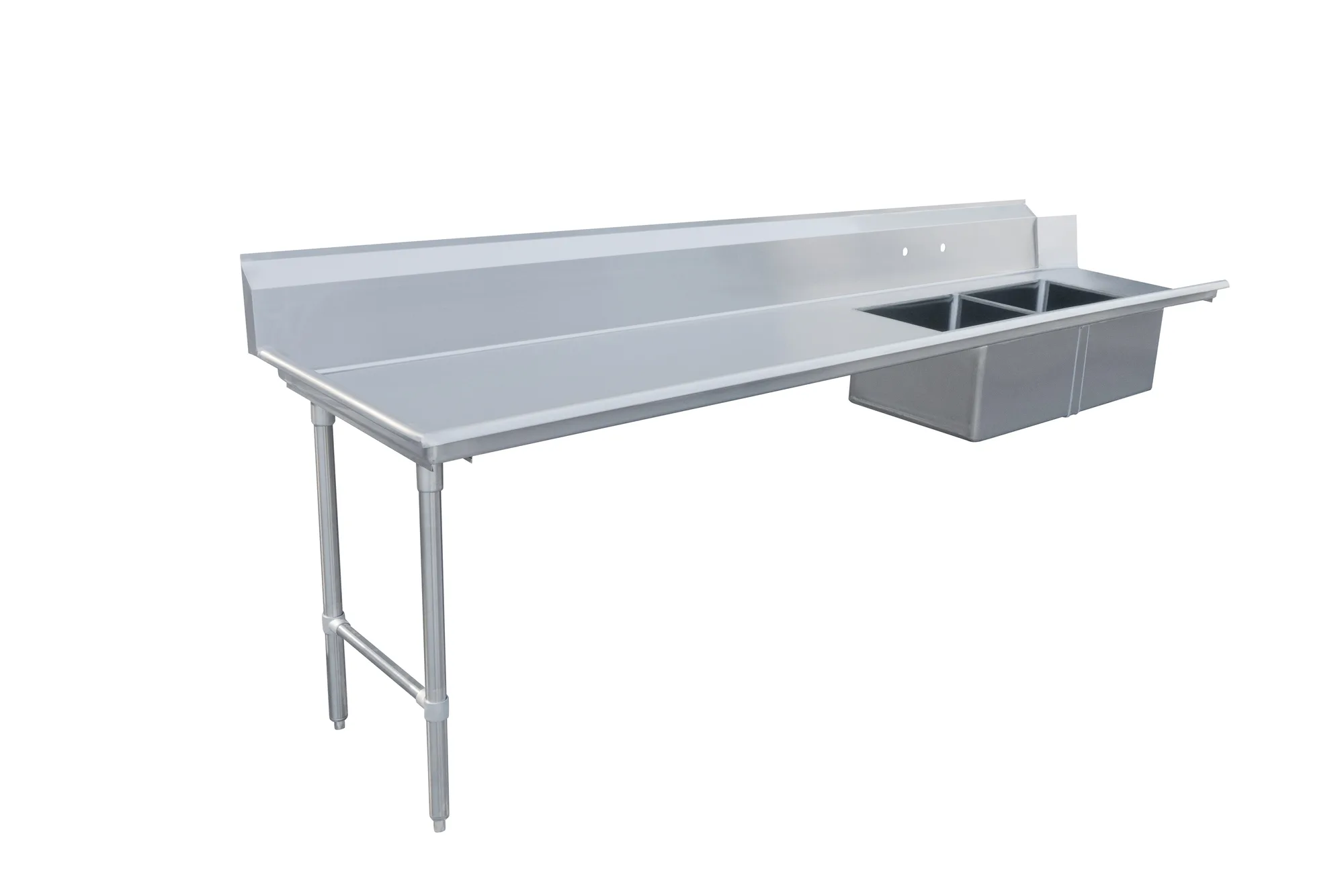 120" Left Side Soiled Dish Table with Two Sinks
