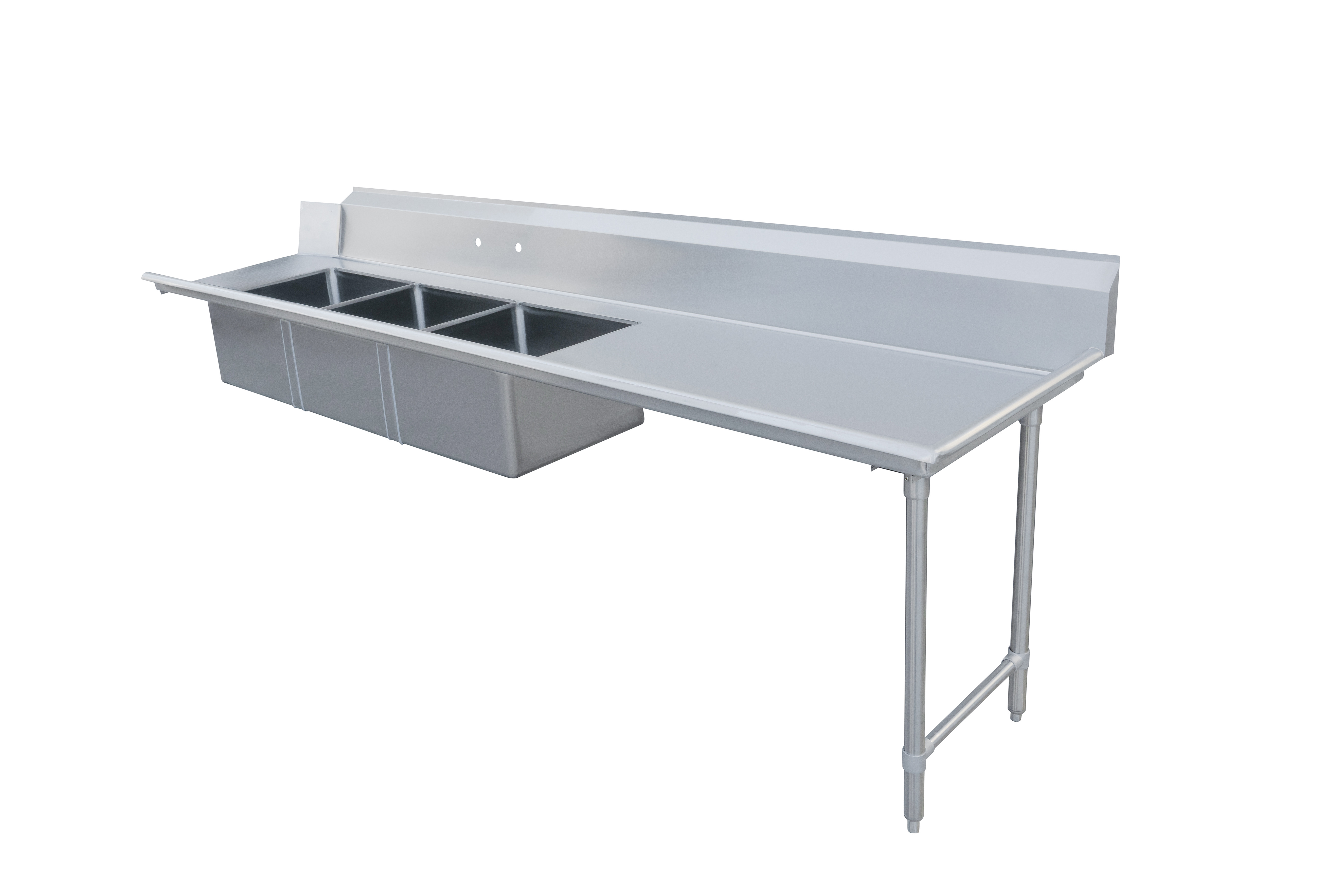 96" Right Side Soiled Dish Table with Three Sinks