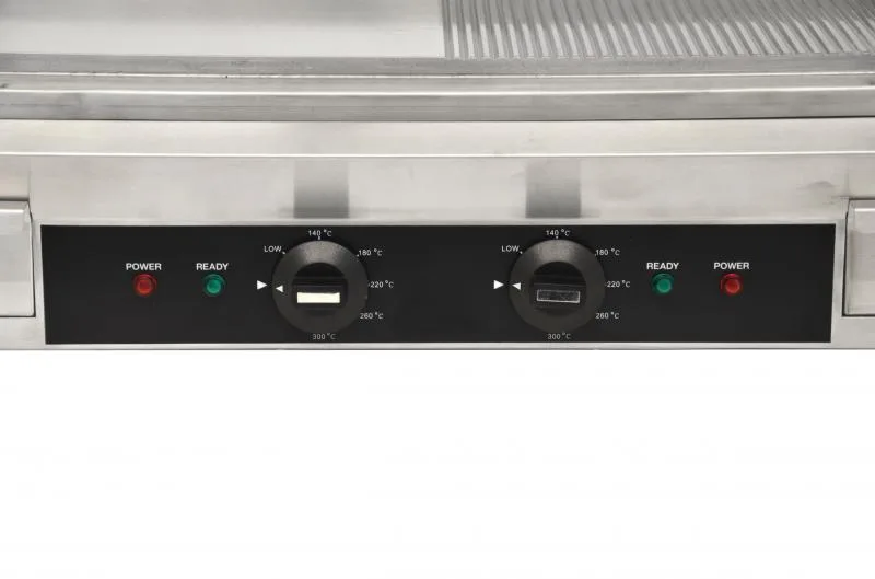 Stainless Steel Griddle with Half-Smooth and Half-Ribbed Surface and 23.87″x 16″ Cooking Area