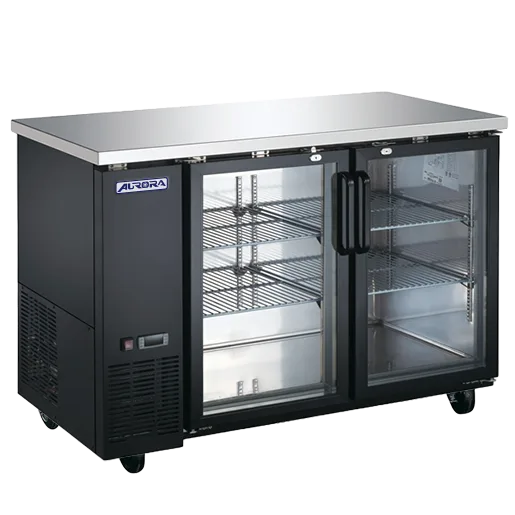 Aurora 61″ Two (2) Glass Door Back Bar Cooler with Lock, 15.8 cu.ft. (446 L), Black