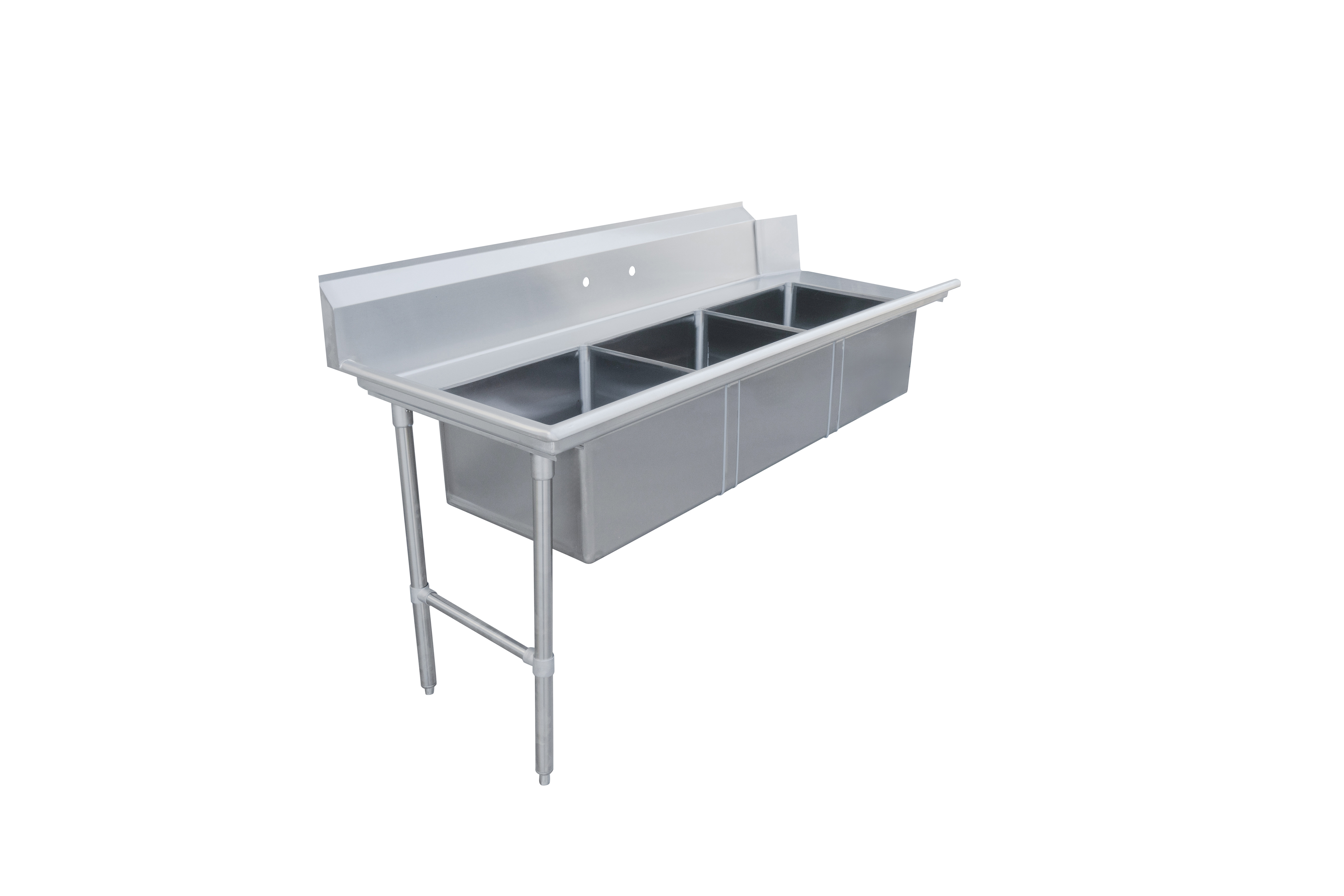72" Left Side Soiled Dish Table with Three Sinks