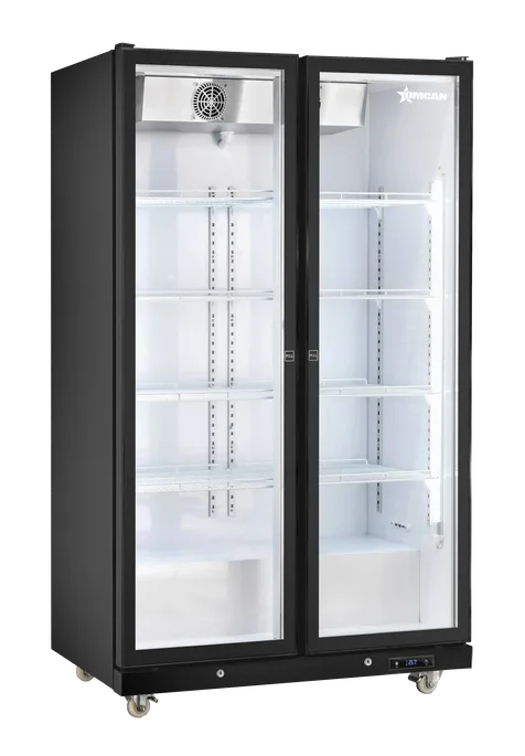 48” Two (2) Glass Door Display Refrigerator with LED Light, 35.5 cu.ft. (1000 L), Black
