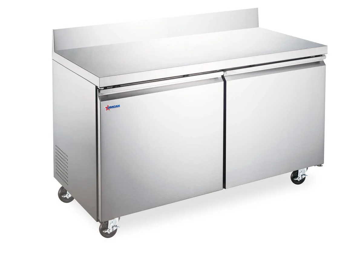 60″ Two (2) Door Worktop Refrigerator with Backsplash, 15 cu.ft. (425 L), Stainless Steel
