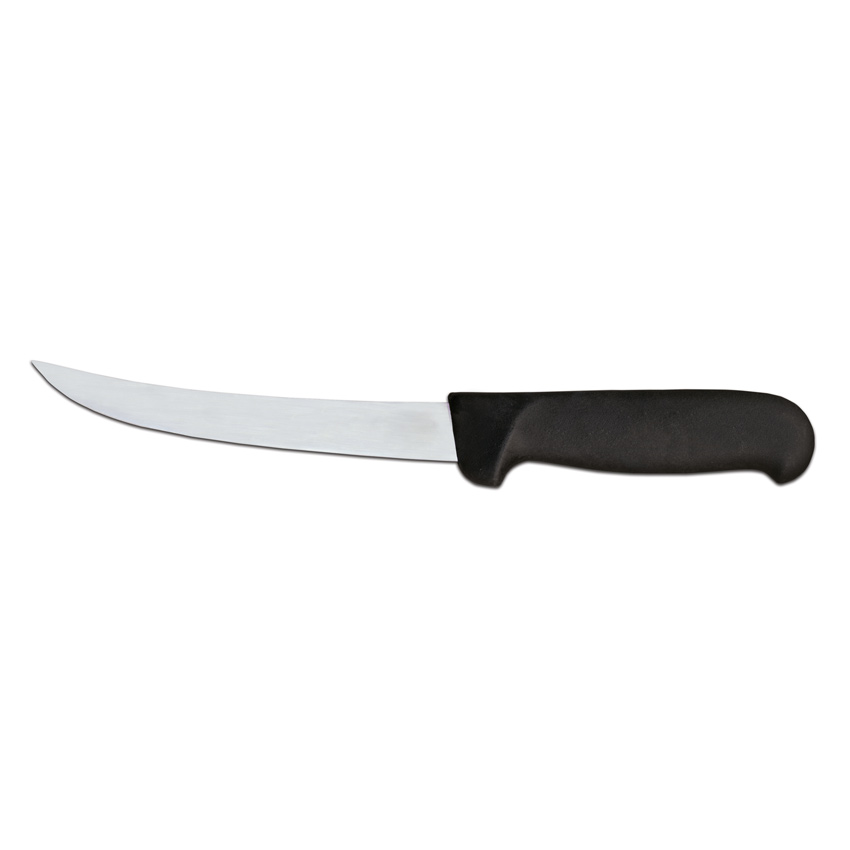 6" Curved Blade Boning Knife with Black Super Fiber Handle