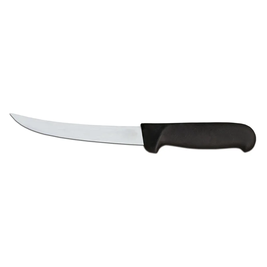 6" Curved Blade Boning Knife with Black Super Fiber Handle