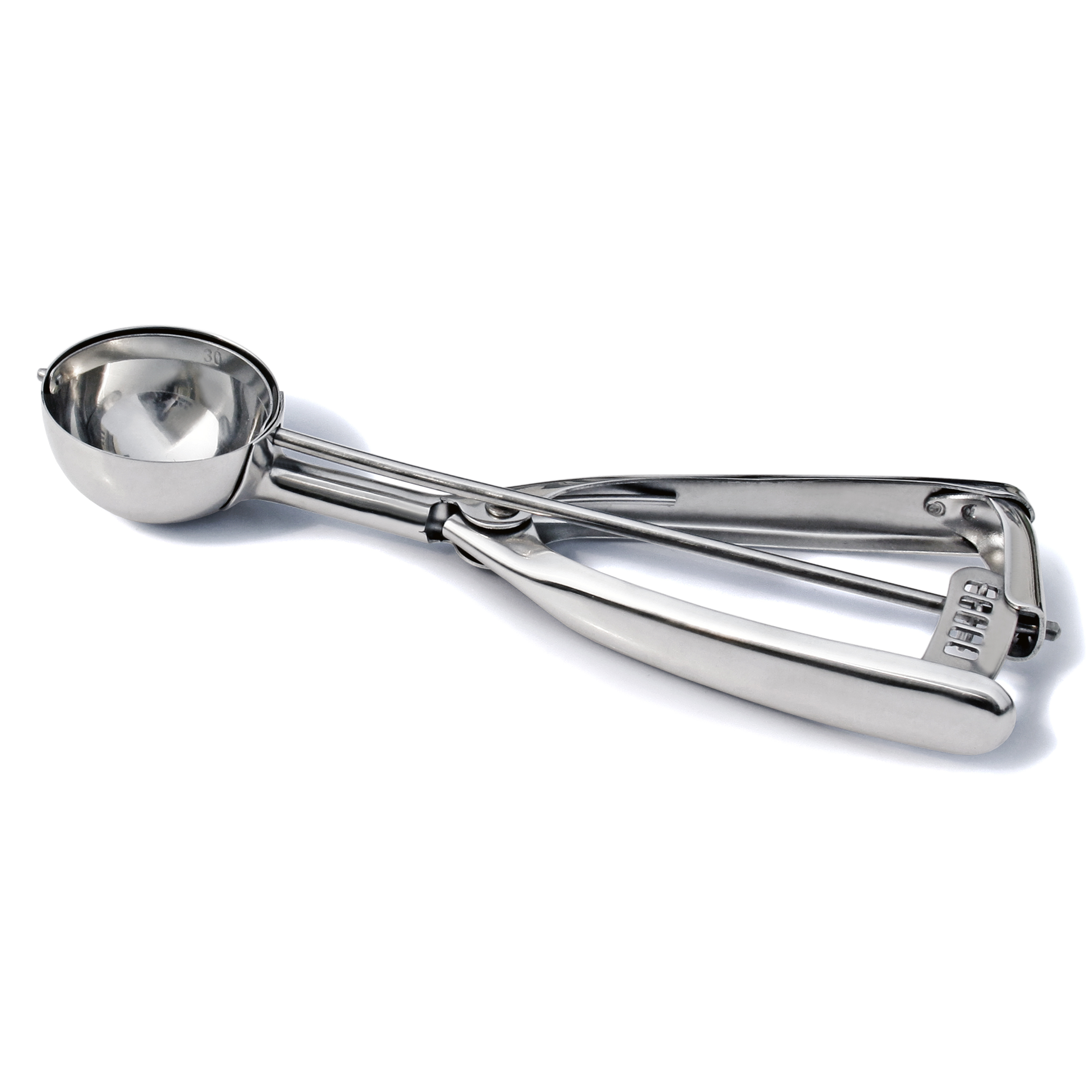 #30 Stainless Steel Squeeze Handle Ice Cream Scoop Disher – 1 1/4 oz