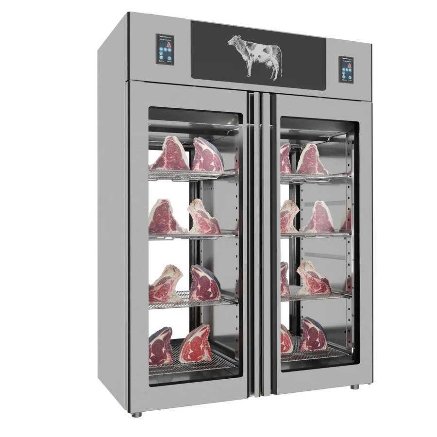 Stagionello® Dry Age 3.0 TWIN 1400 Liter, 150 Kg + 150 Kg Dry Aging Cabinet with Humidity Management, 2-Glass View – 220-240V, 1Ph, 548W