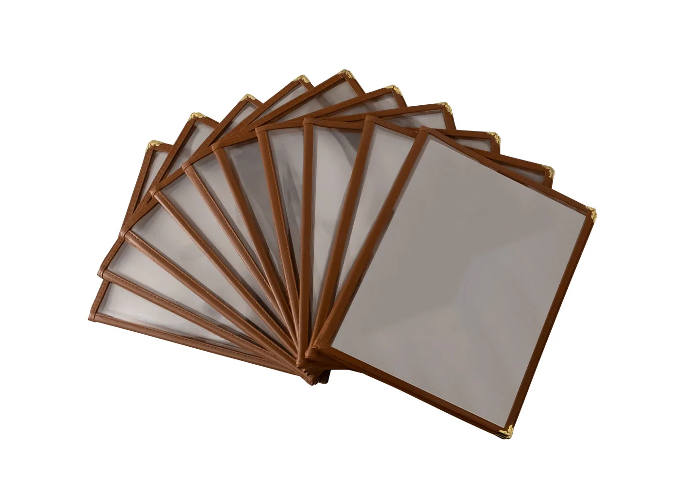 9 1/2″ x 11 3/4″ Brown Three-Page Menu Holder