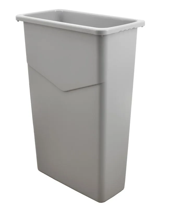 20 Gallon (75 Liter) Thin Trash Can / Waste Container, Polyethylene - Gray