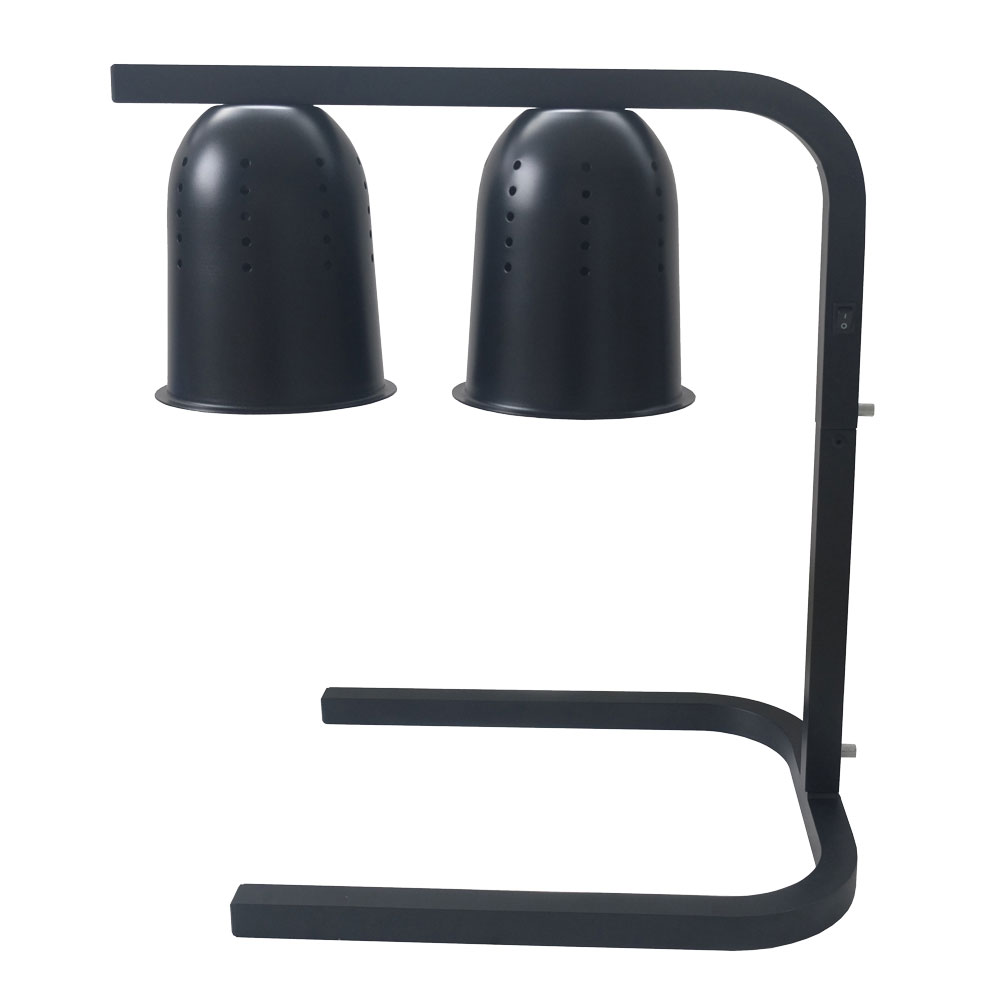 Commercial Food Heat Lamp Portable Electric Food Warmer 2-Bulb Freestanding, Black- 500W, 110V