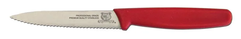 4" Serrated Paring Knife with Red Polypropylene Handle