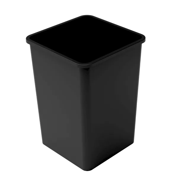 35 Gallon (130 Liter) Square Trash Can, Polyethylene - Black