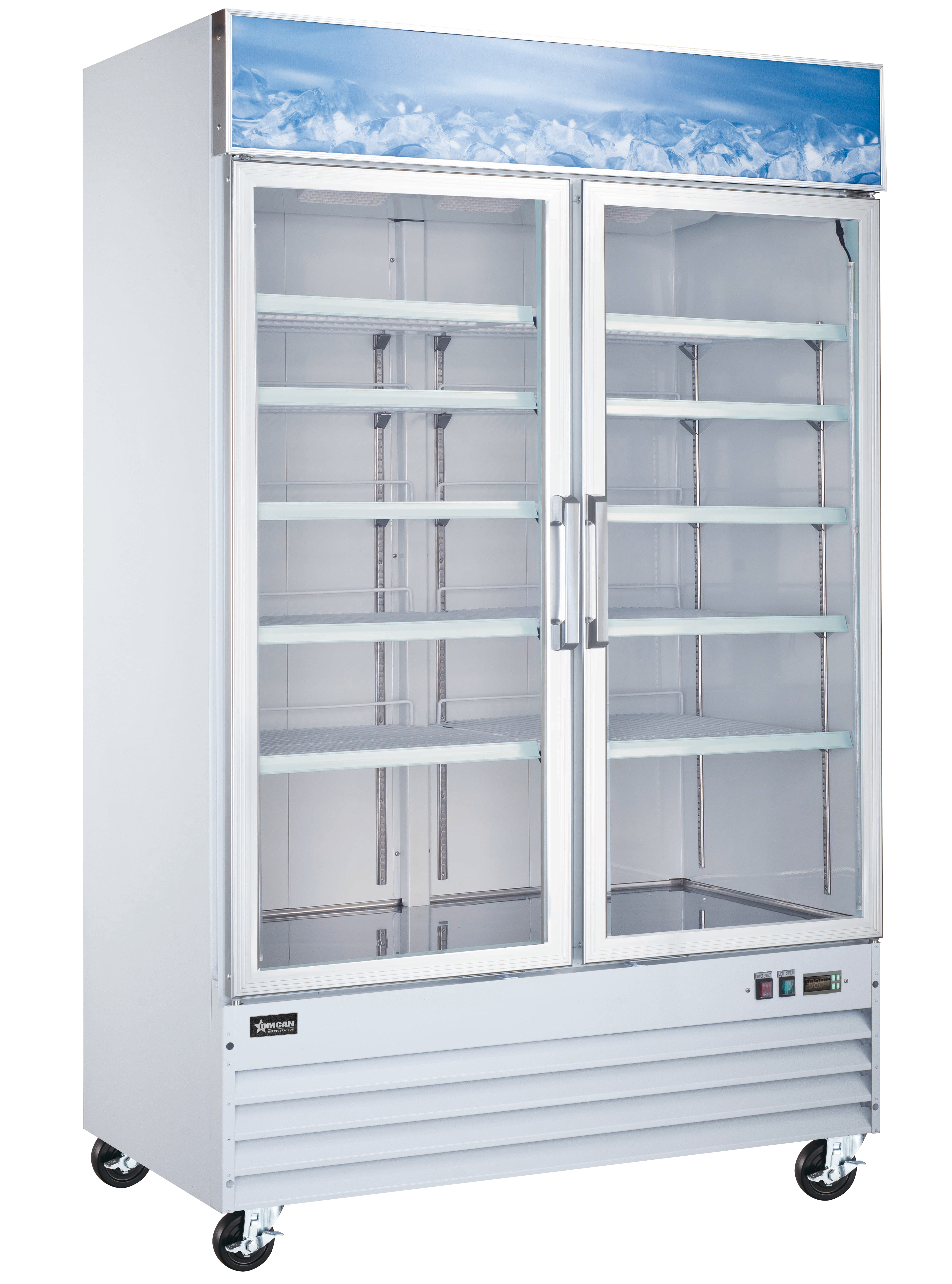 53″ Two (2) Glass Door Freezer, 45 cu.ft (1270 L), White