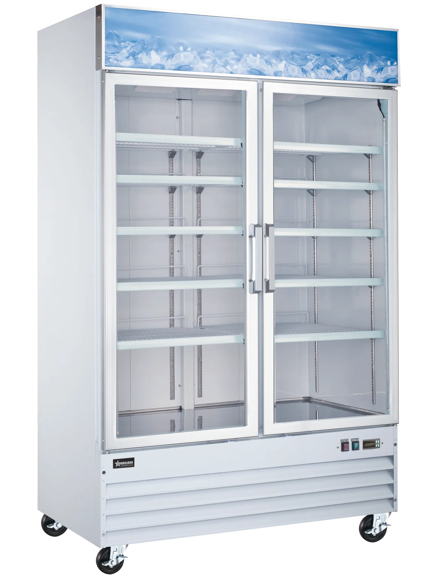 53″ Two (2) Glass Door Freezer, 45 cu.ft (1270 L), White