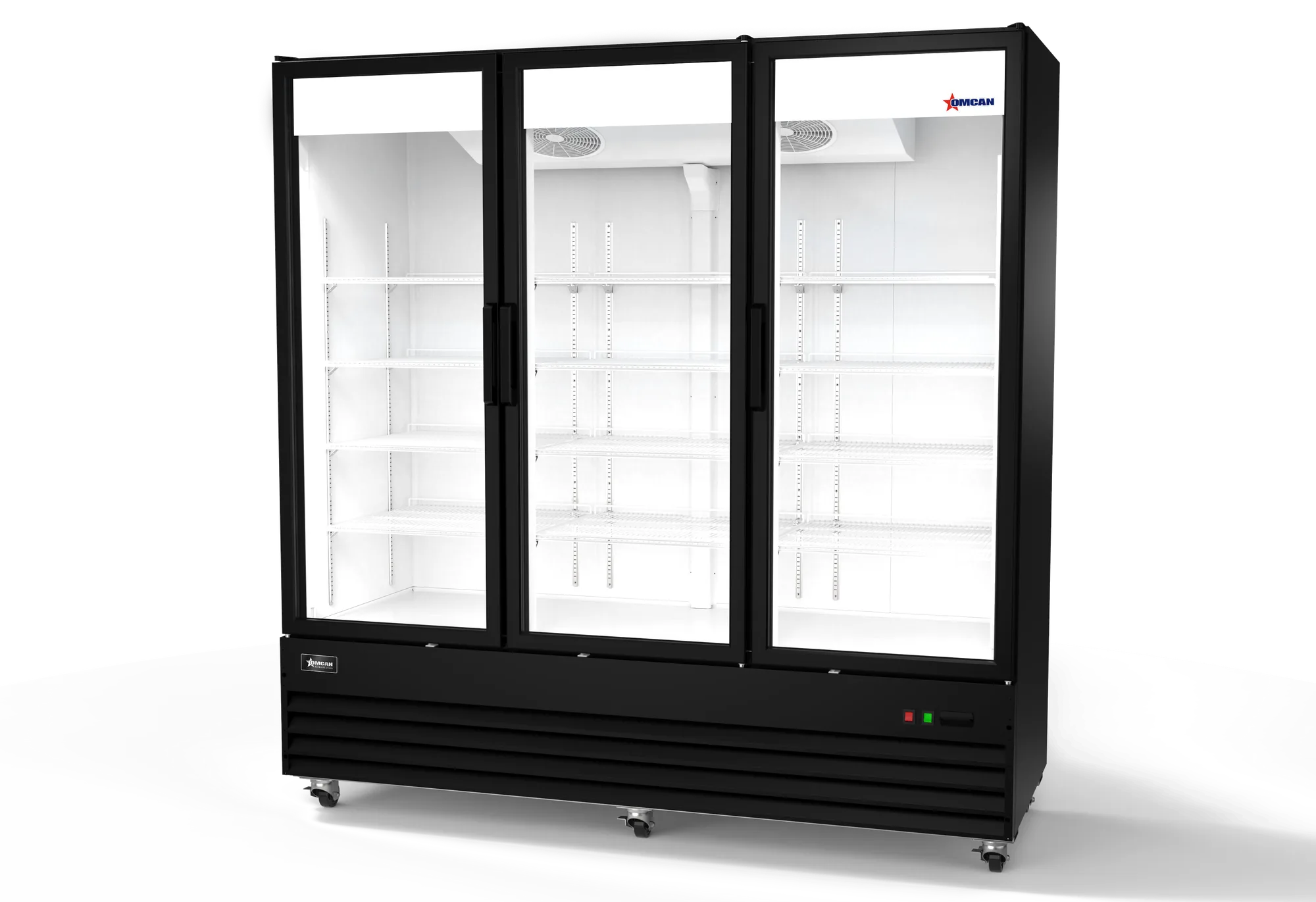 79" Three (3) Glass Door Display Refrigerator, 59.5 cu.ft. (1985 L), Black