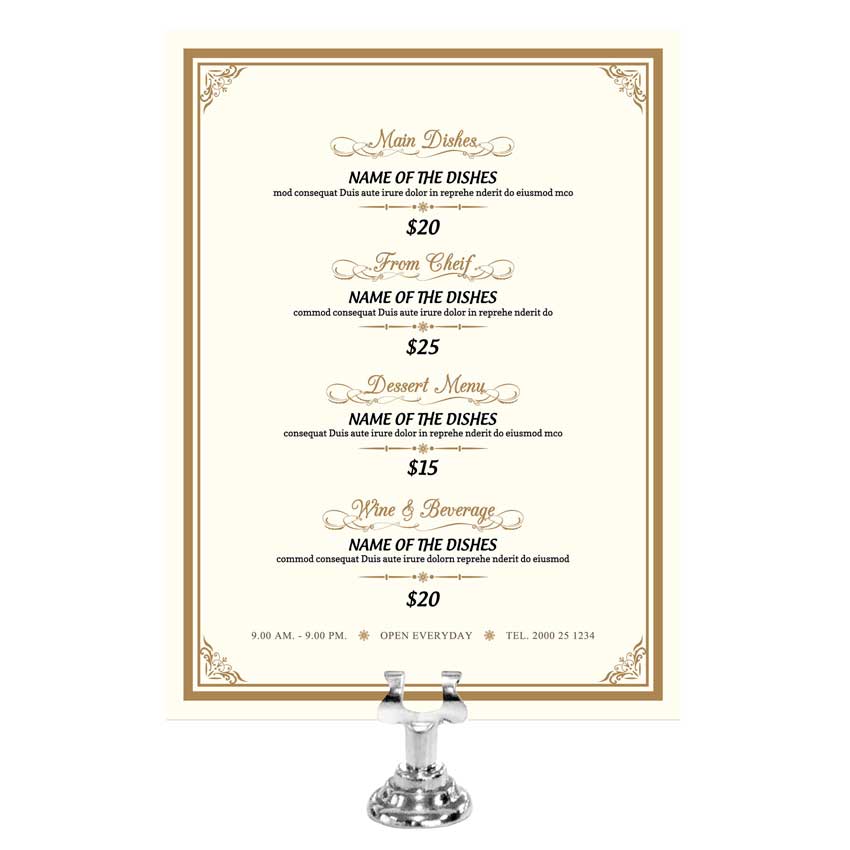 Stainless Steel Menu Clip Holder