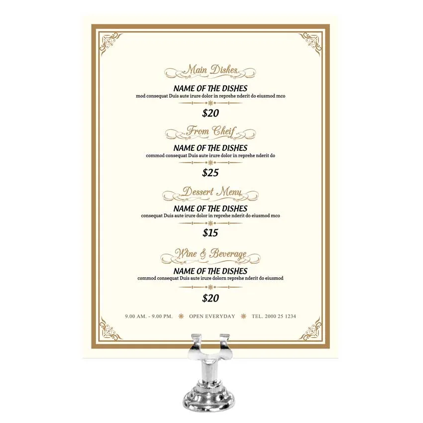 Stainless Steel Menu Clip Holder