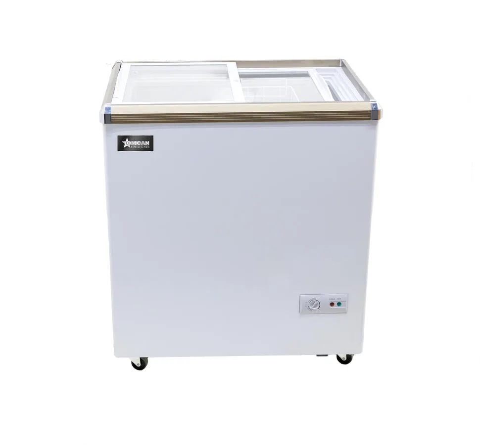 29″ Two (2) Door Ice Cream Display Chest Freezer with Flat Glass Top, 5.3 cu.ft. (150 L)