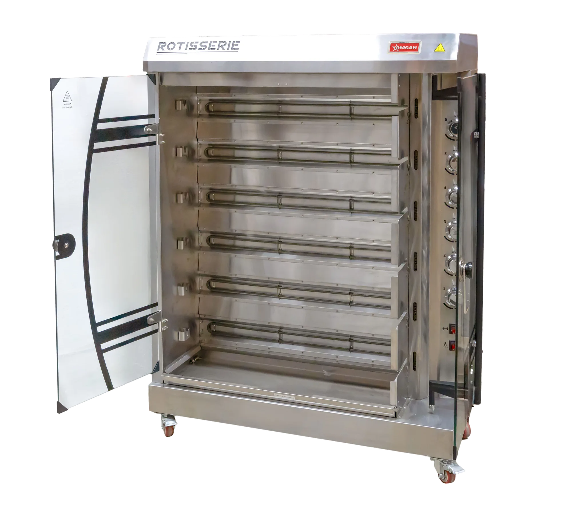 46" Electric Rotisserie Grill, 6 Spits, up to 36 Chicken Capacity - 220 V, 3 Ph+N, 12kW
