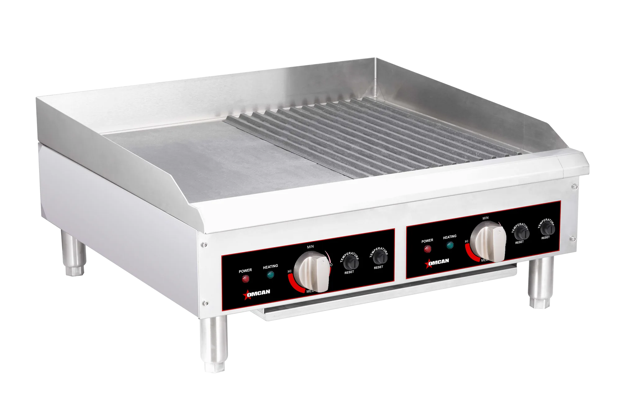 24″ Electric Charbroiler with Grill and Griddle Plates – 2 x 3.6 kW, 240V/60Hz/1Ph
