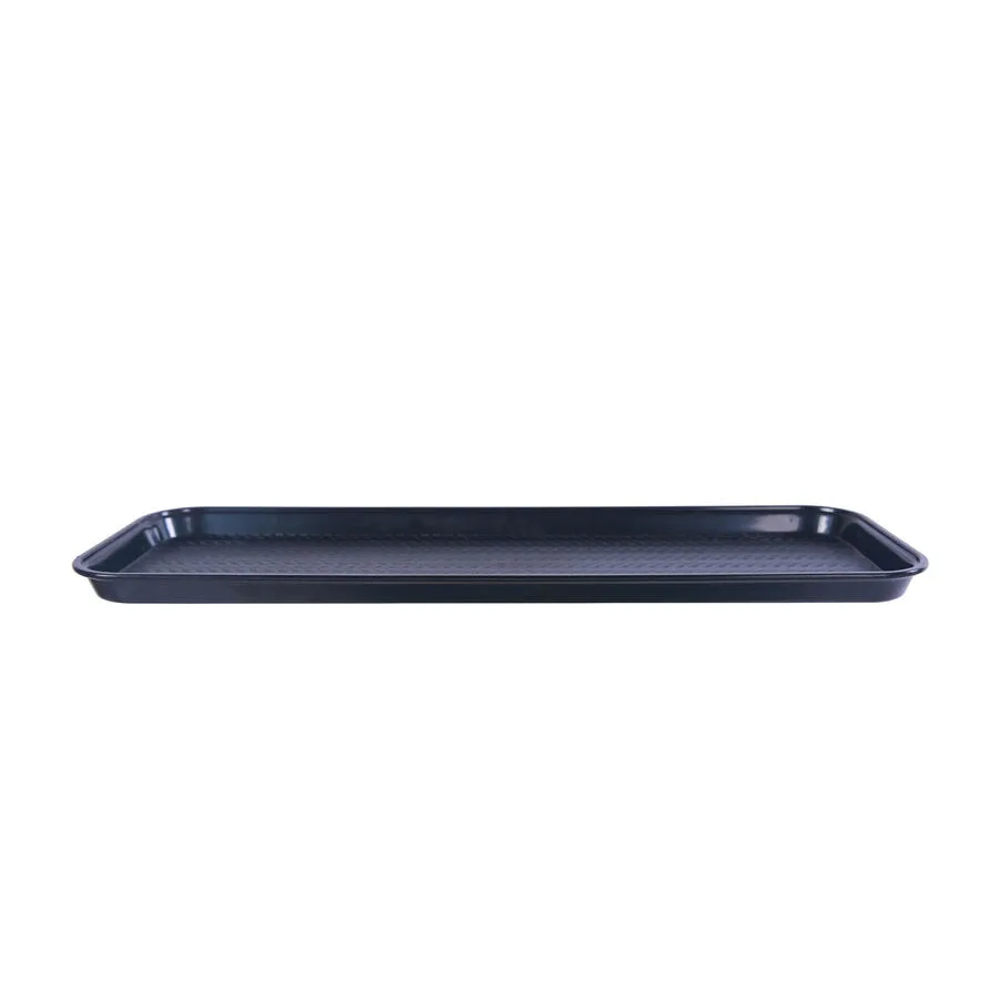9″ x 26″ Black ABS Plastic Food and Produce Display / Merchandising Tray