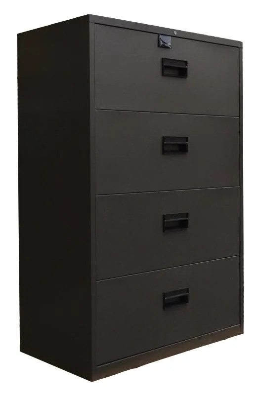 Charcoal Black Legal Lateral File Cabinet with Four Drawers