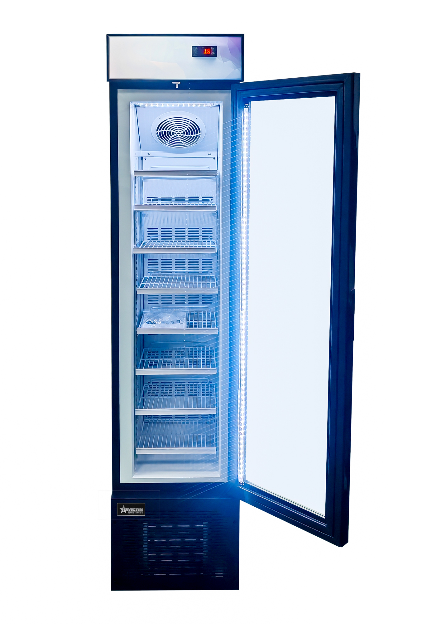 17” Slim One (1) Glass Door Display Freezer with Top Lightbox, 3.7 cu.ft. (105L), Black