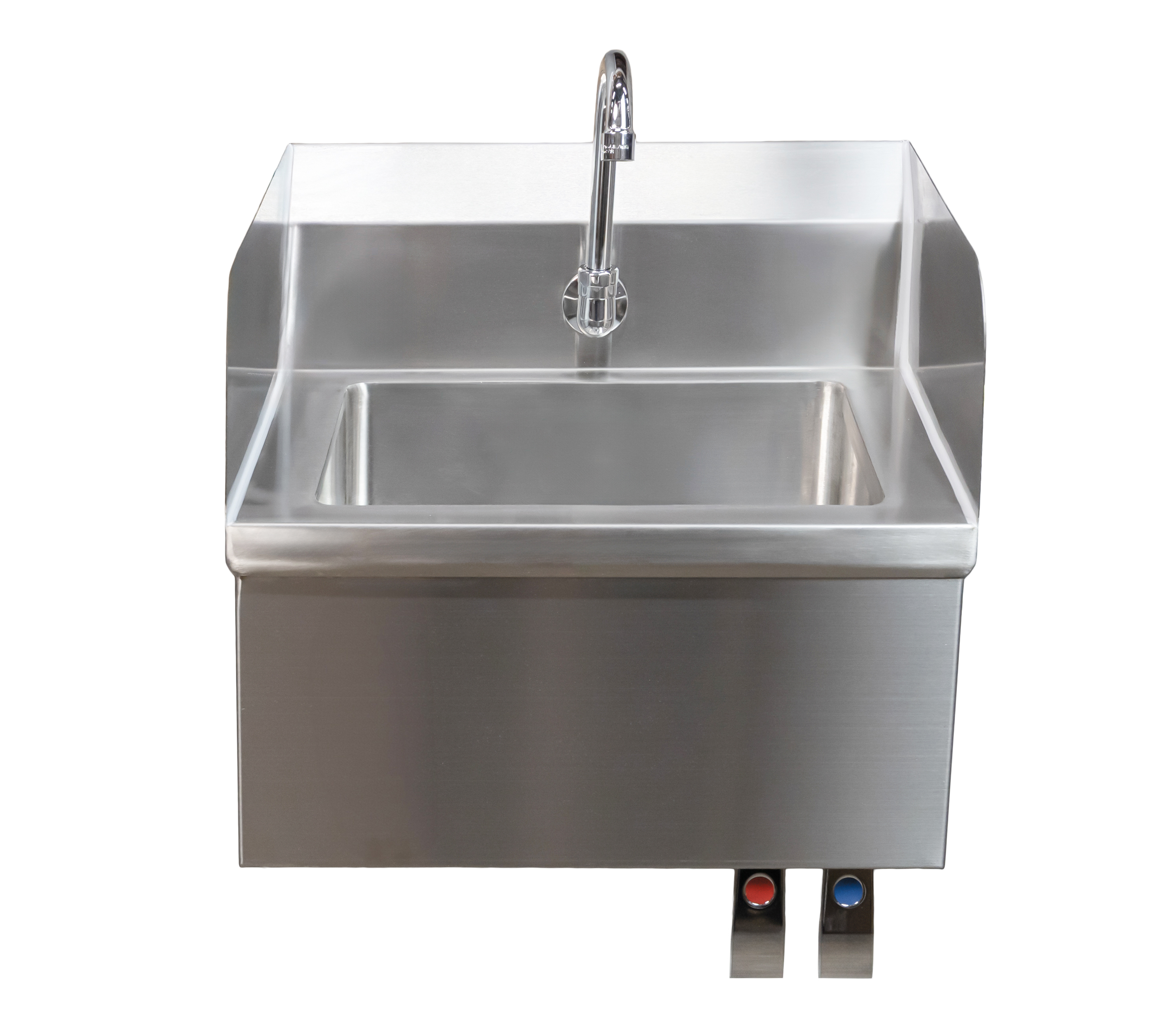 Fabricated Hand Sink with Knee Valve Assembly and Side Splashes