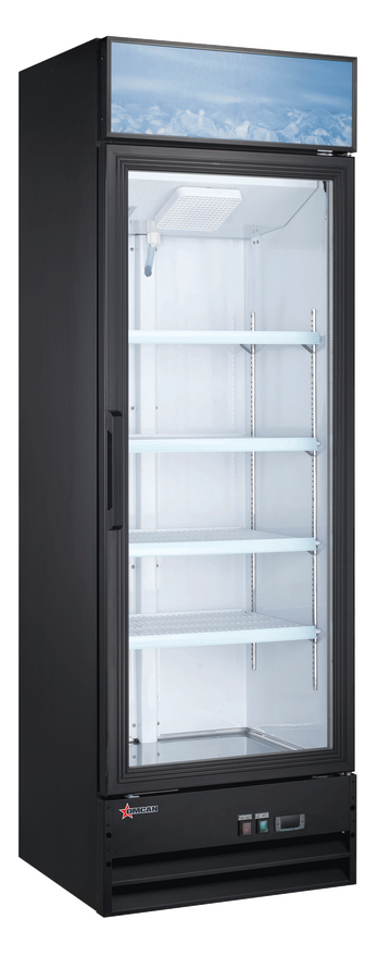 26" Single Door Swing Glass Door Refrigerator with 14 cu.ft. capacity – Black