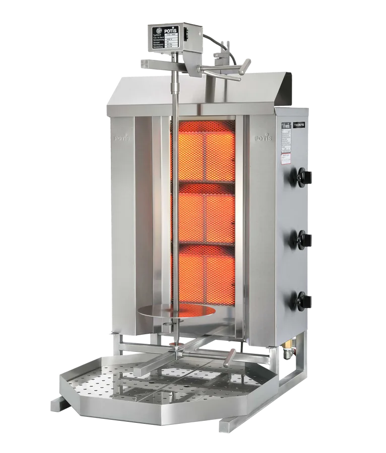 Potis MU GD3 40 kg Natural Gas Vertical Broiler / Shawarma Machine with 3 Burners | Trento – 28,500 BTU