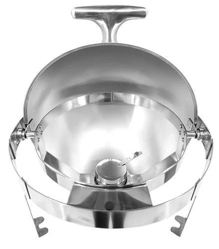 6 qt (5.6 L) Stainless Steel Round Chafing Dish with Roll Top Lid