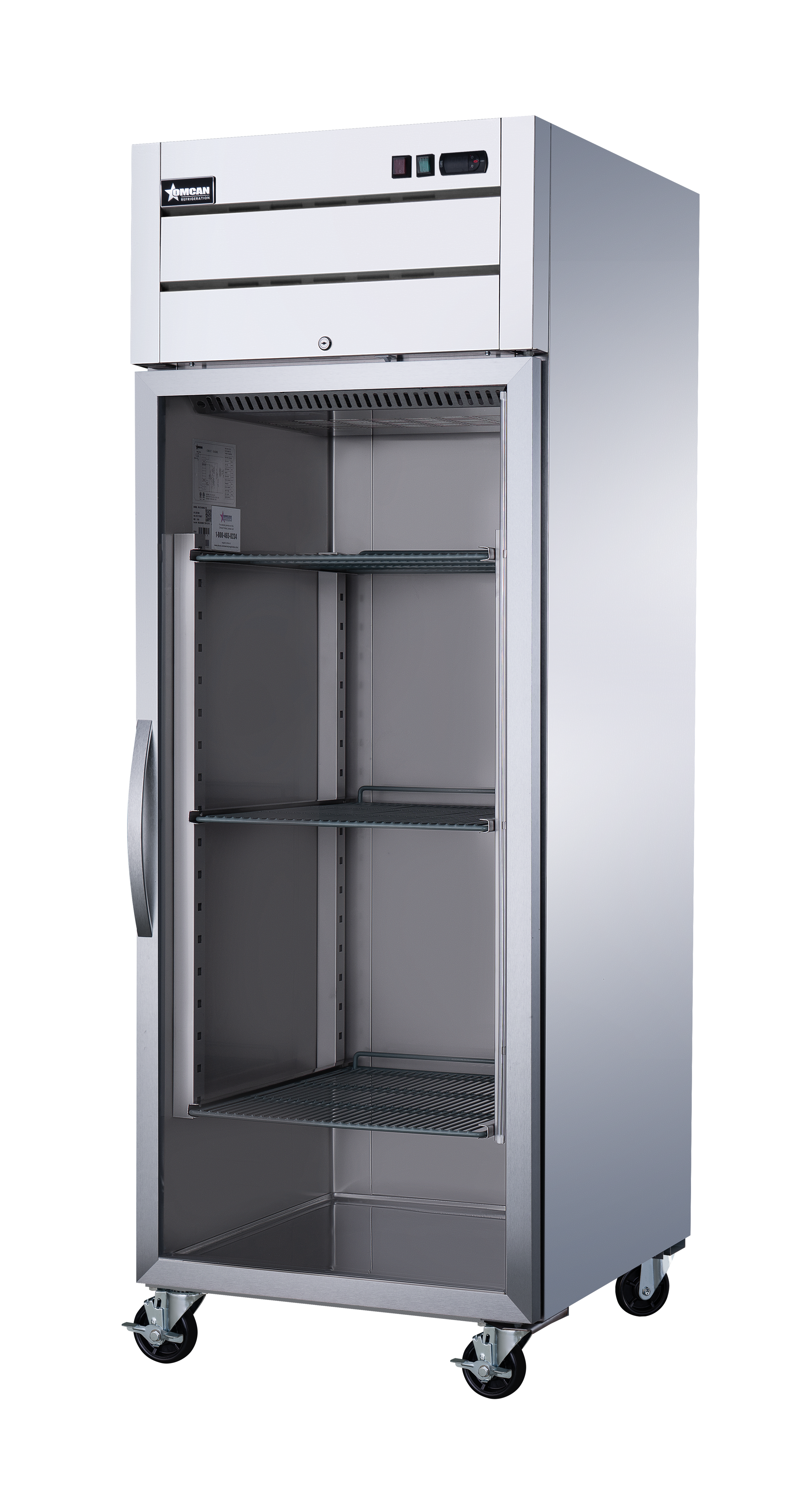 29″ One (1) Glass Door Top Mounted Reach-In Refrigerator, 21.5 cu.ft. (609 L), Stainless Steel