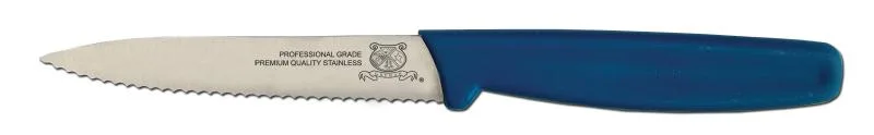 4" Serrated Paring Knife with Blue Polypropylene Handle