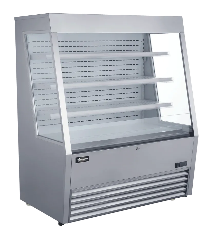 48″ Three (3) Shelf Grab-and-Go Open Refrigerated Floor Self-Serve Display Case, 15 cu.ft. (426 L), Stainless Steel