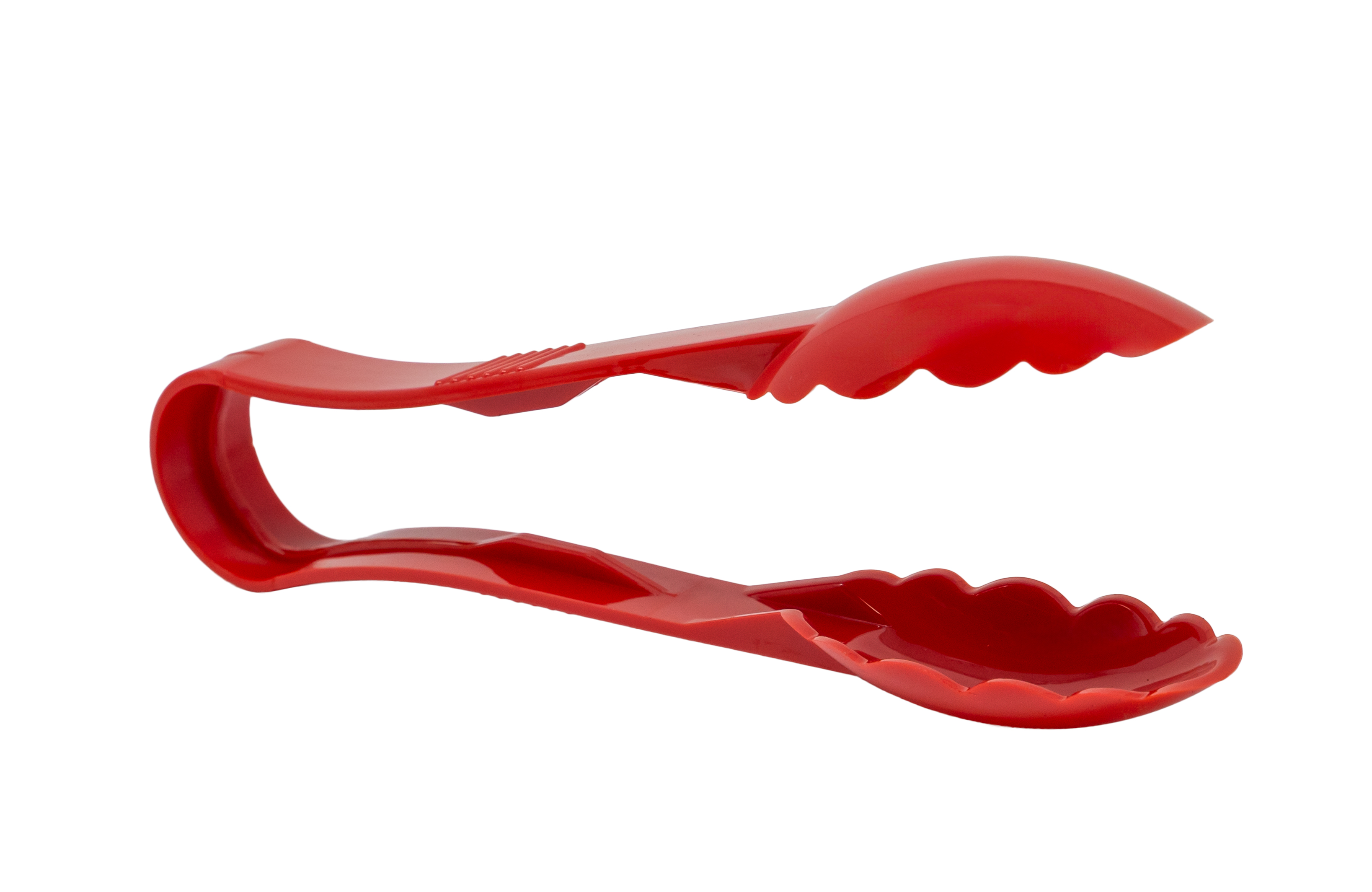 9" Polycarbonate Red Scallop Tongs