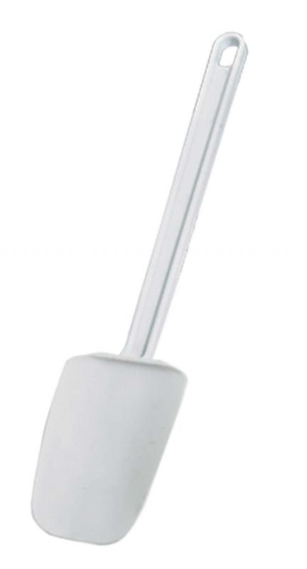 10" White Rubber Spoonula with Plastic Handle