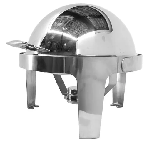 6 qt (5.6 L) Stainless Steel Round Chafing Dish with Roll Top Lid