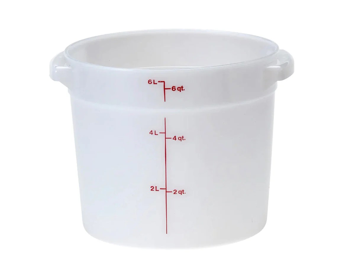 6 qt Polypropylene White Round Food Storage Container