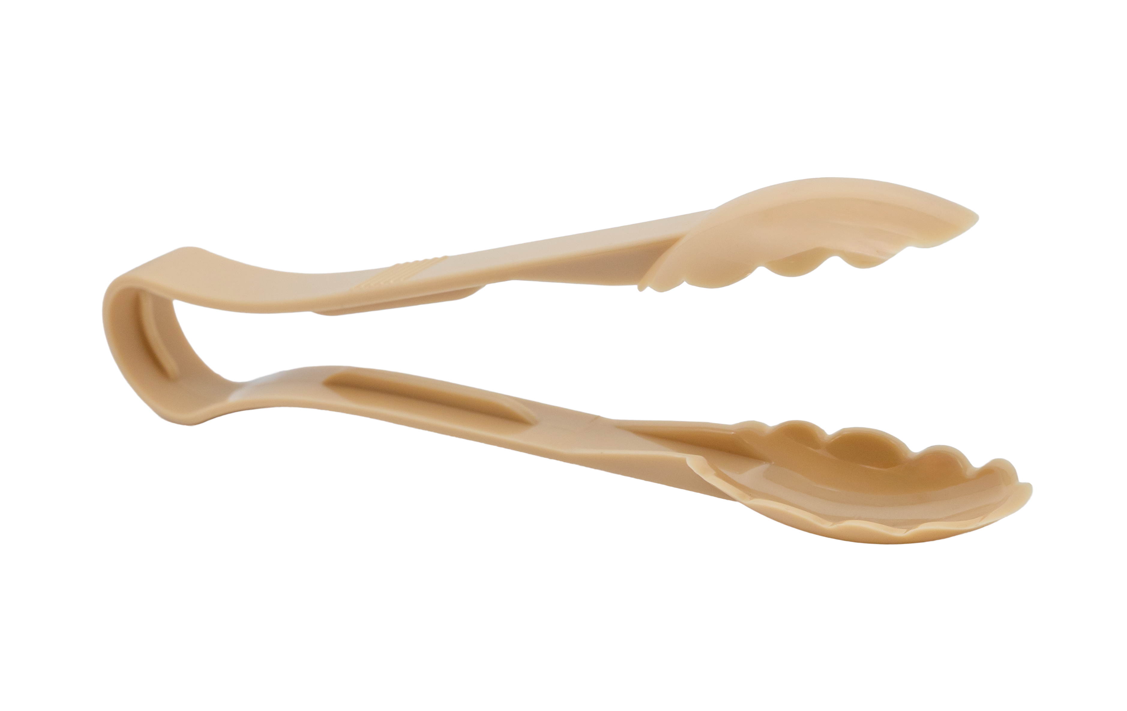 12" Polycarbonate Beige Scallop Tongs